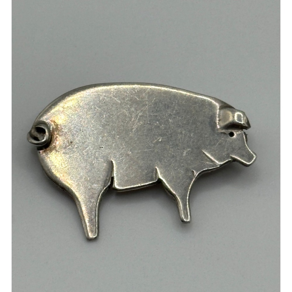 Vintage Sterling Silver Pig Brooch Pin Signed P Fales